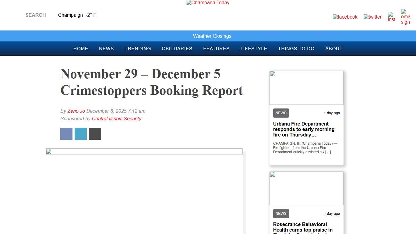 November 29 – December 5 Crimestoppers Booking Report - Chambana Today