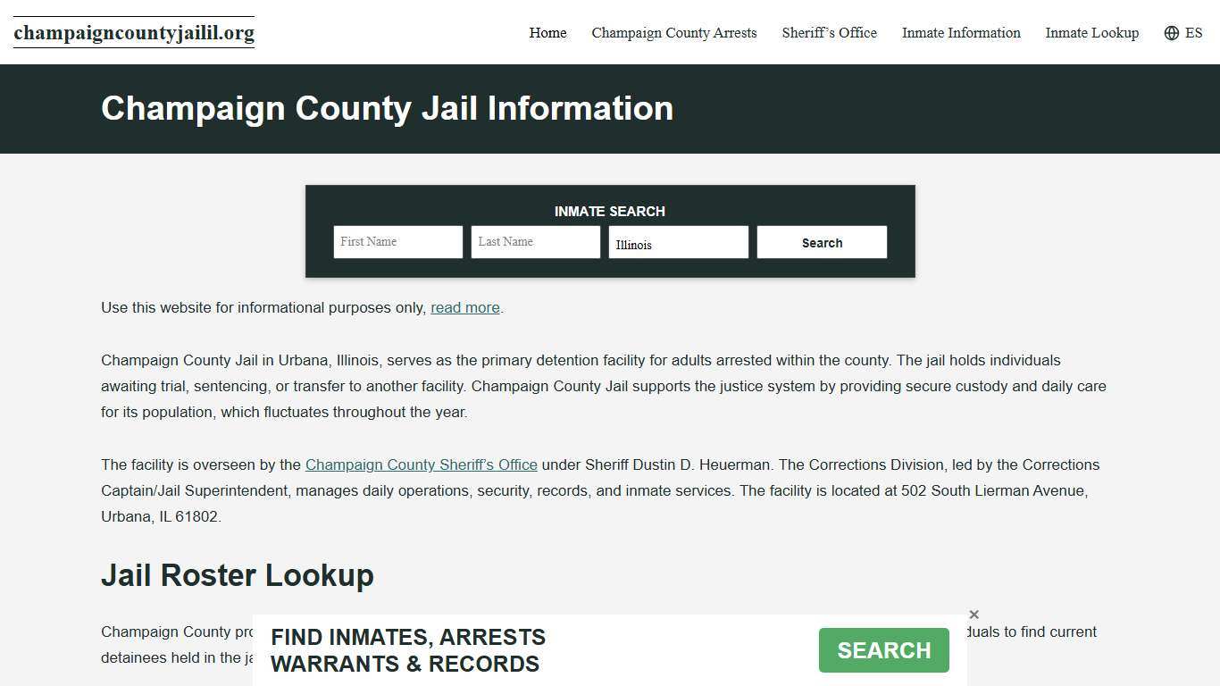 Champaign County, IL Jail Roster, Inmate Info